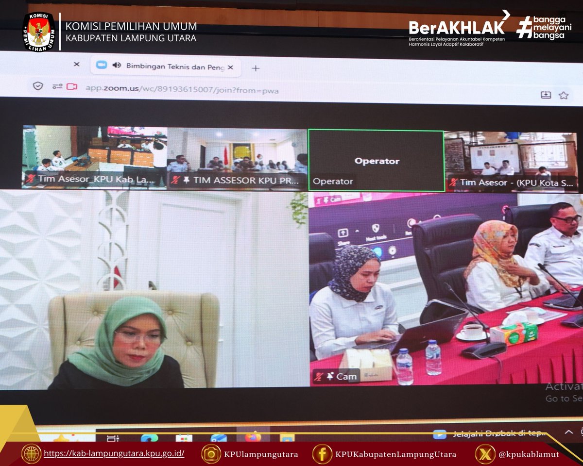 kpukablamut's tweet photo. #TemanPemilih, KPU Kab. Lampung Utara mengikuti Kegiatan Bimtek dan Pengisian Kertas Kerja Maturitas SPIP bersama BPKP yang diselenggarakan oleh KPU RI secara Daring di Aula Kantor KPU Kab. Lampung Utara, Senin, 24 Agustus 2026.

#kpumelayani
#kpulampung
#kpukabupatenlampungutara https://t.co/8dMajv6Oxt