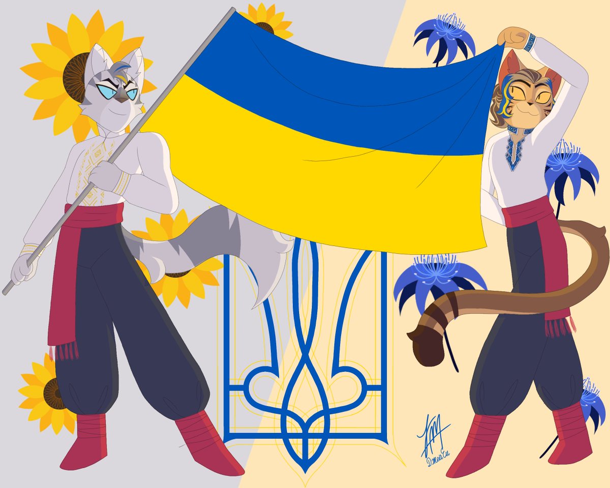 JMSaNS_08's tweet photo. It's been a long time since i've done something like this, I really wanted to do something with Val (the one on the left) and this was the perfect time for doing it I had this idea since the day I made him (+)

#Lackadaisy #LackadaisyOC #UkraineIndependenceDay #SlavaUkraïni https://t.co/TNHtCS8CwN