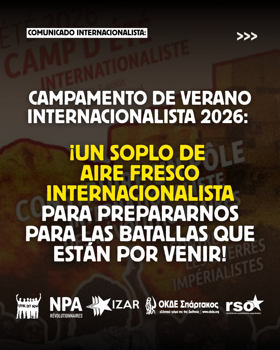 IZAR_Rev's tweet photo. 📌 COMUNICADO INTERNACIONALISTA | Campamento de Verano 2026: Un soplo de aire fresco internacionalista. https://t.co/KoRfJFyUc2