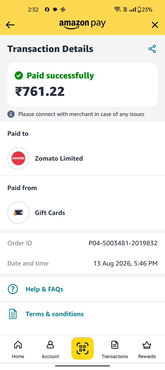Javed3551Javed's tweet photo. @amazonpay @amazonIN @ZeptoNow @Axio_official @RBI @jagograhakjago @consaff @Cyberdost @zomato On 13 August 2026, 3 unauthorized Zepto and Zomato orders were placed using my Amazon Pay Later account:

1-Order ID: P04-1744277-1587464 – ₹19953• Zepto id-Z-AGP7V7D5XN7UDGU2DXPBYW5HUQ-

2-Order ID: P04-5003481-2019832 – ₹761.22 Zomato id -ZTD-26-2E395889AFEAO https://t.co/nHZTgmv7yE
