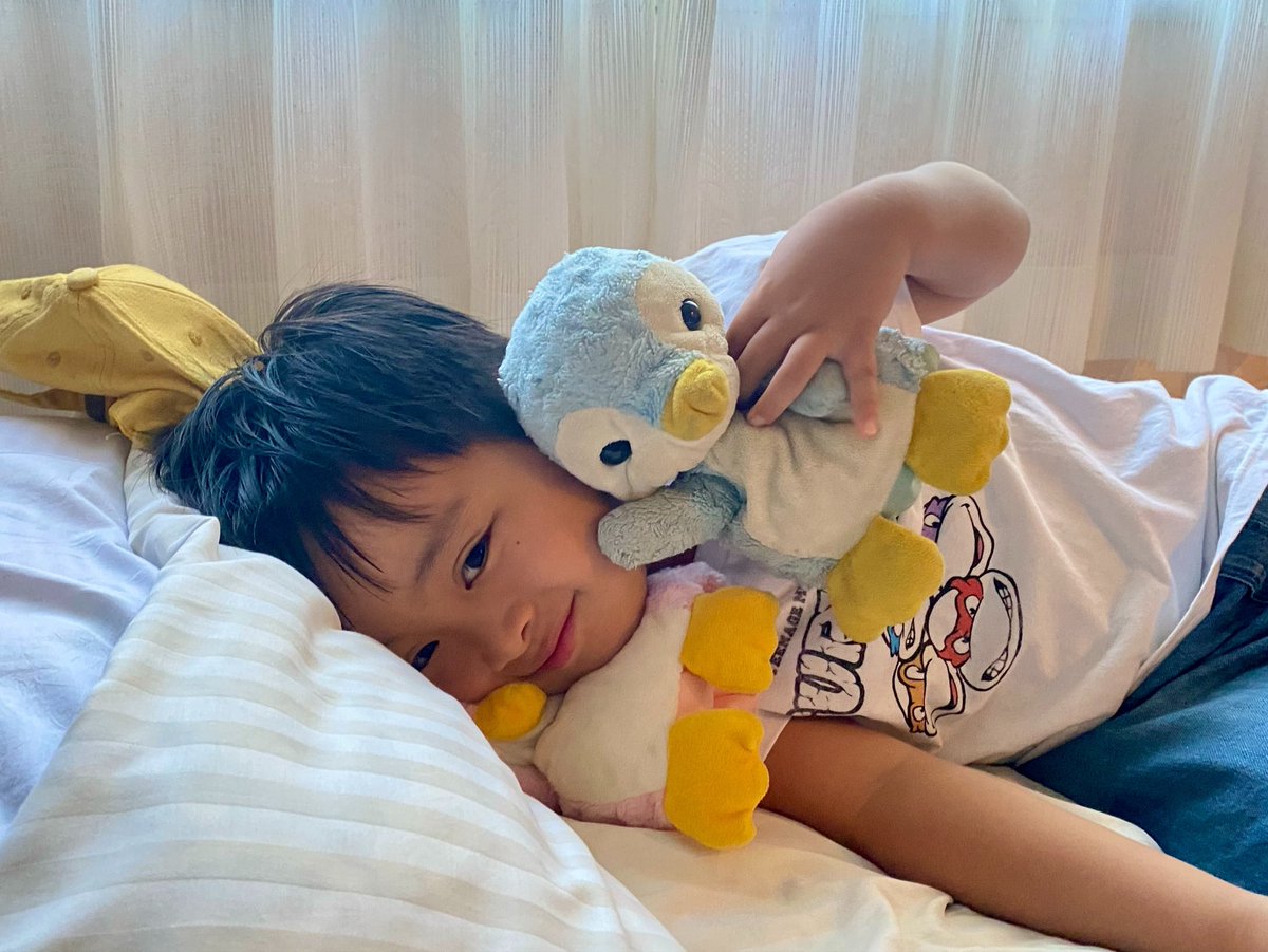 shizt_choco_mo's tweet photo. 4時半までプールで遊んで、海でも遊んでヘトヘト〜。でも、お昼寝の前にシャワー浴びたら元気になってきちゃった💕
実は、今夜はぺんまる&amp;ぴんまるの結婚式なんだよ。ぺんまる、ぴんまる、おとーちゃんもおかーちゃんも驚いとった☺️✨ https://t.co/M07w1jsKE8