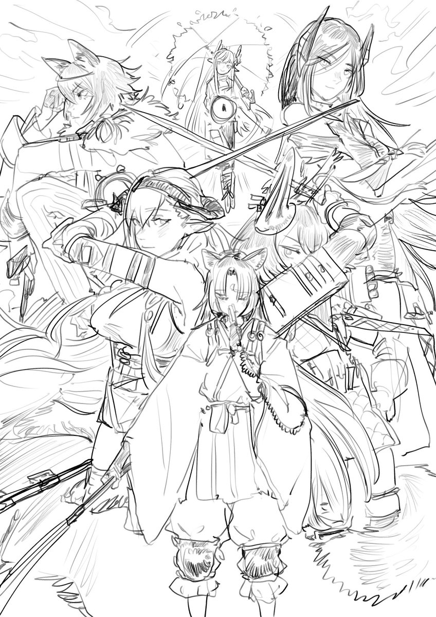 Re24jp's tweet photo. アークナイツの全キャラを職業順に描きます。今13キャラ https://t.co/IyBVLBTaK5