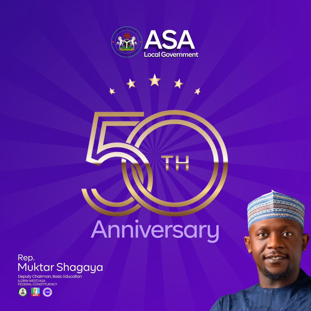 MuktarShagaya's tweet photo. Today, I join our people of Asa Local Government in celebrating 50 remarkable years of history, heritage and progress.

This Golden Jubilee is an opportunity to honour the generations of fathers, mothers, leaders, heroes and heroines whose sacrifices and contributions 1/ https://t.co/K9NAZR9Wwz