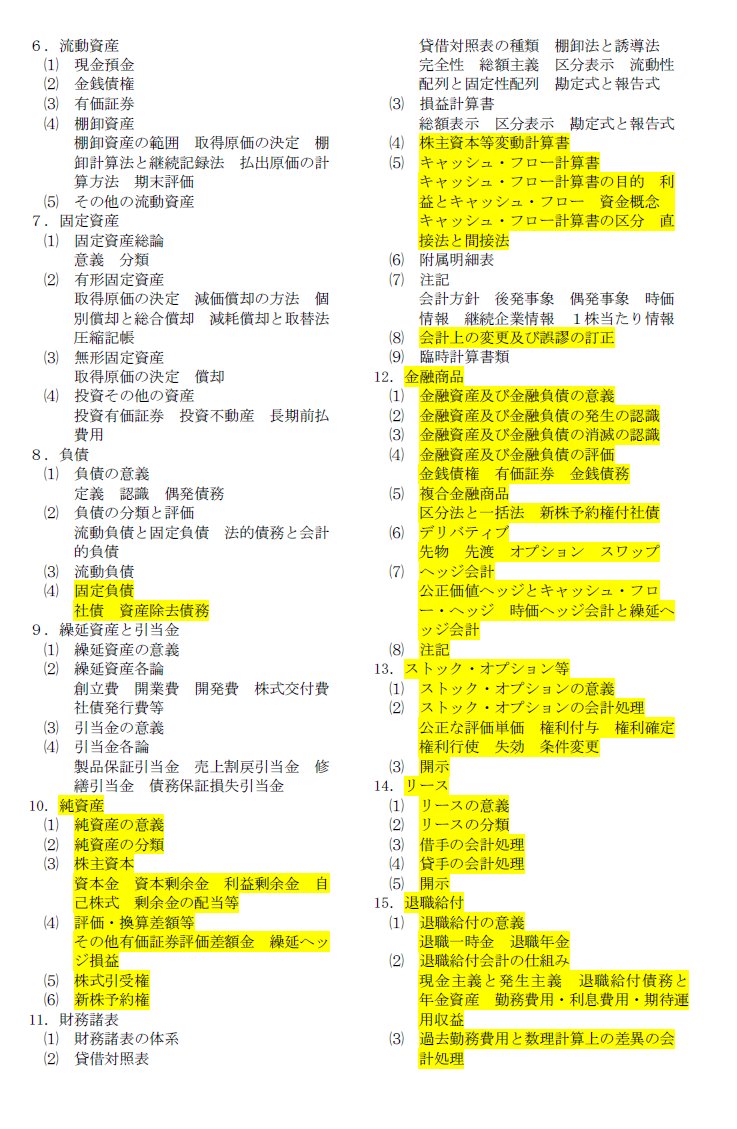 kw_cpa's tweet photo. 受験生に代わって説明しますと、CPAAOBから公表されている「出題範囲の要旨」には論文重点出題項目（網掛け論点）というものがありまし��、論文式試験が現在の形式に変わった平成27年以降、この範囲外から計算問題が出たことがなかったんです。それが出たから騒がないわけにはいかない状況でして… https://t.co/cn7kwrq7PW