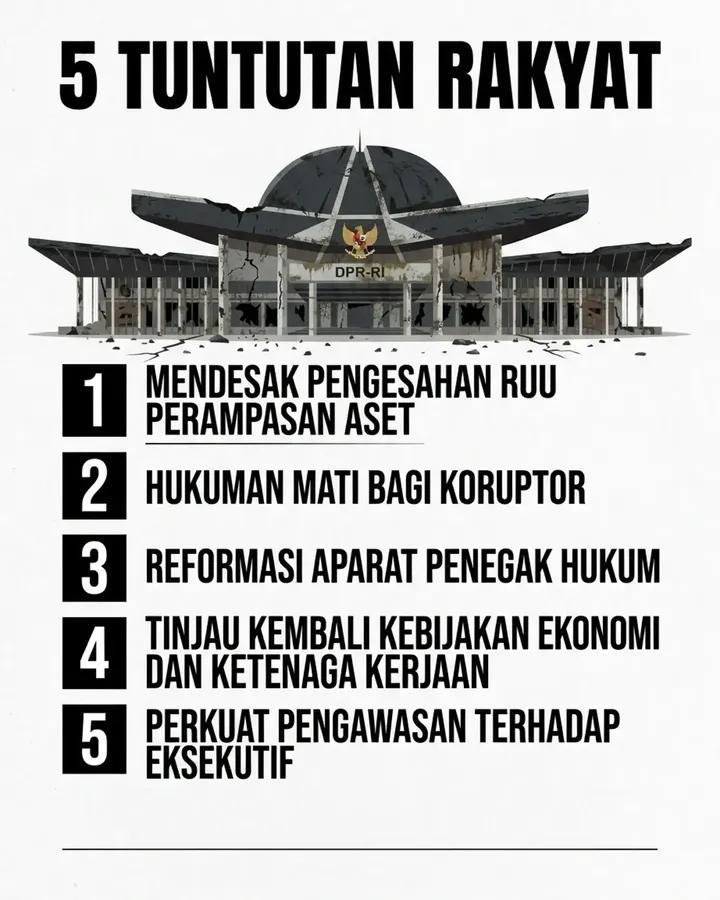 glxssie's tweet photo. 🔥 SERUAN AKSI NASIONAL! 

27 AGUSTUS 2026 — saatnya seluruh elemen masyarakat dan mahasiswa bersatu, menyuarakan aspirasi dan mengawal masa depan demokrasi Indonesia.

📢 TUNTUTAN KITA : 

Sahkan RUU Perampasan Aset Hentikan korupsi, kolusi, dan nepotisme (KKN) Evaluasi kebijakan MBG dan KDMP Turunkan harga kebutuhan pokok dan BBM Hentikan represivitas dan intervensi TNI dalam ruang sipil Hentikan kebijakan yang merugikan rakyat ✊ Bersatu dalam perjuangan, kawal demokrasi, perjuangkan keadilan sosial bagi seluruh rakyat Indonesia.