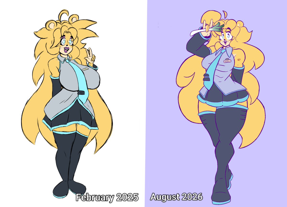 LesangD_'s tweet photo. Here's a comparison with the old Miku Fredbear I did in 2025 https://t.co/5t6U1lb7u4