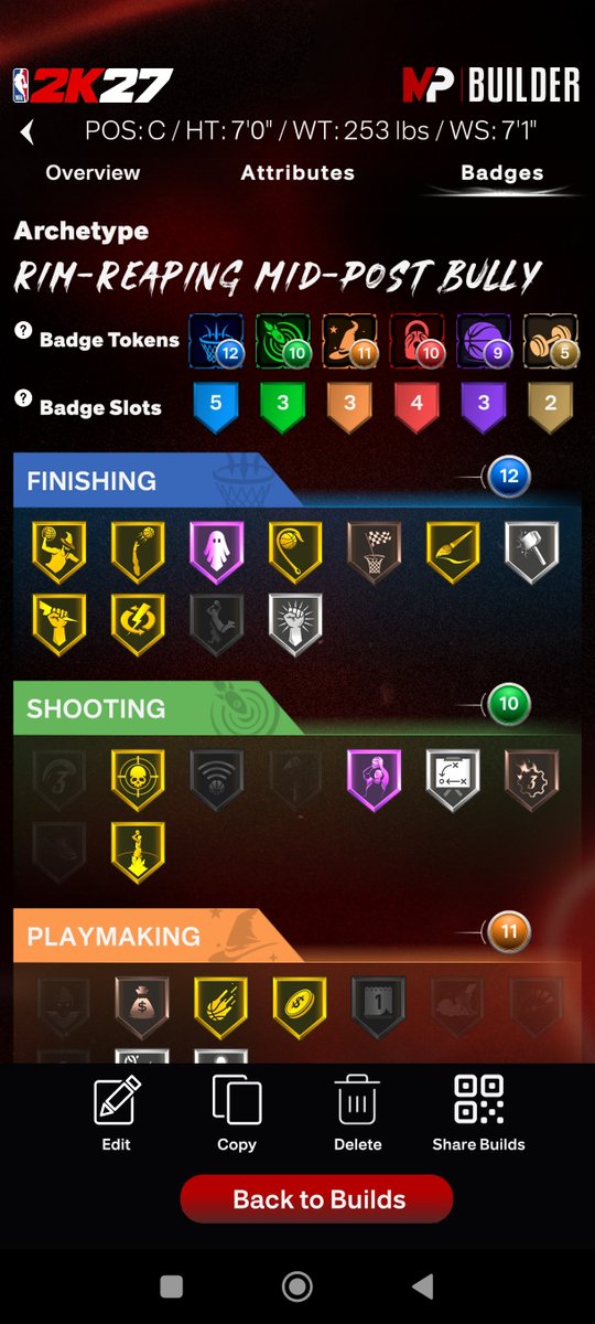 TheRoudland's tweet photo. @rafaelTGR2K Evidentemente no es una build meta pero es Como juego con los amigos. Inicialmente abrir el campo será complicado. La idea es 3-5 CB en tiro de 3. 2 en rebote defensivo. Y en función de si defiende bien el aro con 88 de tapón o no ir a por 93 con 5 CB o 99 de poste https://t.co/rQG1kiwvmy