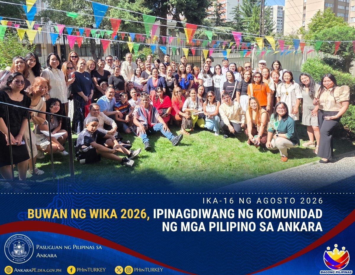 PHinTurkey's tweet photo. The Embassy joined the Filipino community in Ankara in celebrating Buwan ng Wika on 16 August 2026. The event featured lively community performances, including singing, dancing, and poetry reading, showcasing Filipino talent and pride. #FilipinlerTürkiyede #PHinTürkiye https://t.co/0jZY8s144Y