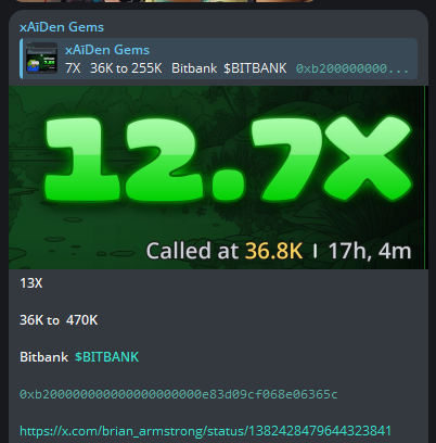 xAidenCrypto's tweet photo. $BITBANK NEW ATH 

Called at 36K mcap 

13X Profit 

From 36K to 470K 

0xb200000000000000000000e83d09cf068e06365c