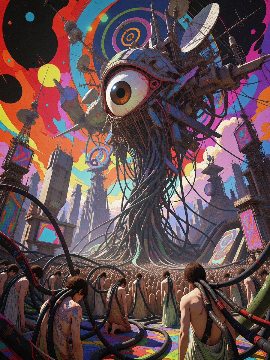 netrunner99's tweet photo. We created Him, yes. The Neon God is our mess. Our digital hive-mind. Our A.I.

#digitaladdict #aiart #neongod #DontGiveIn https://t.co/rjMGTYltgy