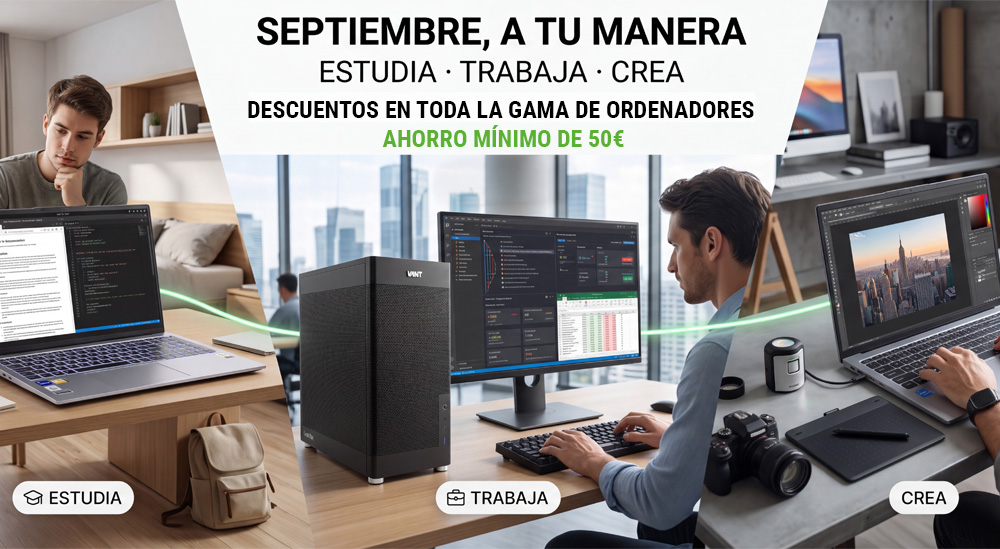 vantpc's tweet photo. ¡Septiembre vuelve con rebajas!
Ahorro mínimo de 50€ en toda la gama.
En equipos seleccionados el ahorro es mayor.
Tu próximo equipo. Ahora, a mejor precio.
https://t.co/6p7tnKr9aZ https://t.co/EONe1ObkWe