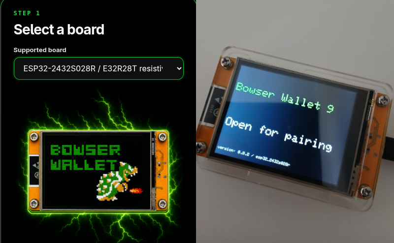 arcbtc's tweet photo. Added the ESP32-2432S028R / E32R28T (resistive touch) to #bitcoin Bowser Wallet (<$10 and comes with a little case!). Thats 4 generic microcontrollers NO one will know you will turn into a hww.
With the webinstaller flashing is so incredibly easy 🧡 https://t.co/jcPg0DXcVc https://t.co/TGFb36lseY
