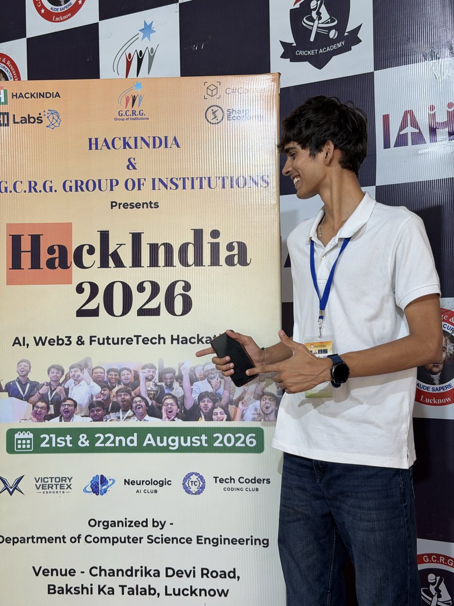shivam_2300's tweet photo. What an experience building and innovating at the HackIndia 2026 Hackathon!
I am thrilled to share that our team, TECH DADDIEZ, made it to the Top 15 Finalists out of 55+ teams at the national-level hackathon hosted at G.C.R.G. Group of Institutions in Lucknow.
@HackIndiaXYZ https://t.co/I5rPBHyQfl