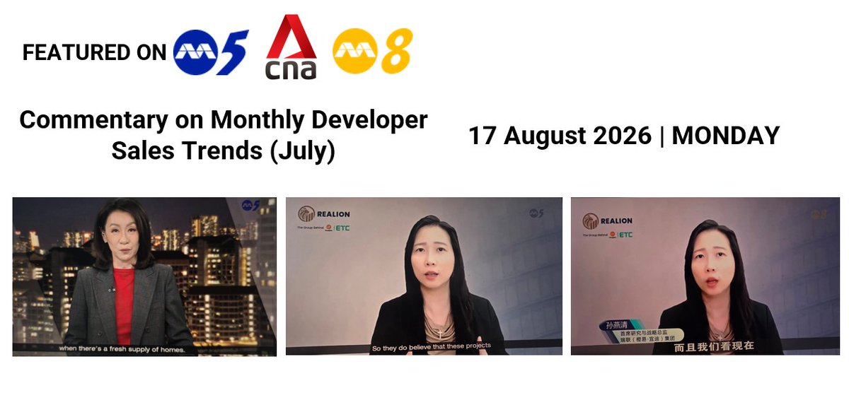 christinesun_'s tweet photo. I am thankful to Mediacorp Ch5/ CNA/ Ch8 for giving me the opportunity to share my views on the Monthly Developer Sales trend.
Sales rebounded strongly in July. Is this an indication that the market is roaring back? What are the new developments to watch?

https://t.co/2vSW2gya2V https://t.co/620kSafWaB
