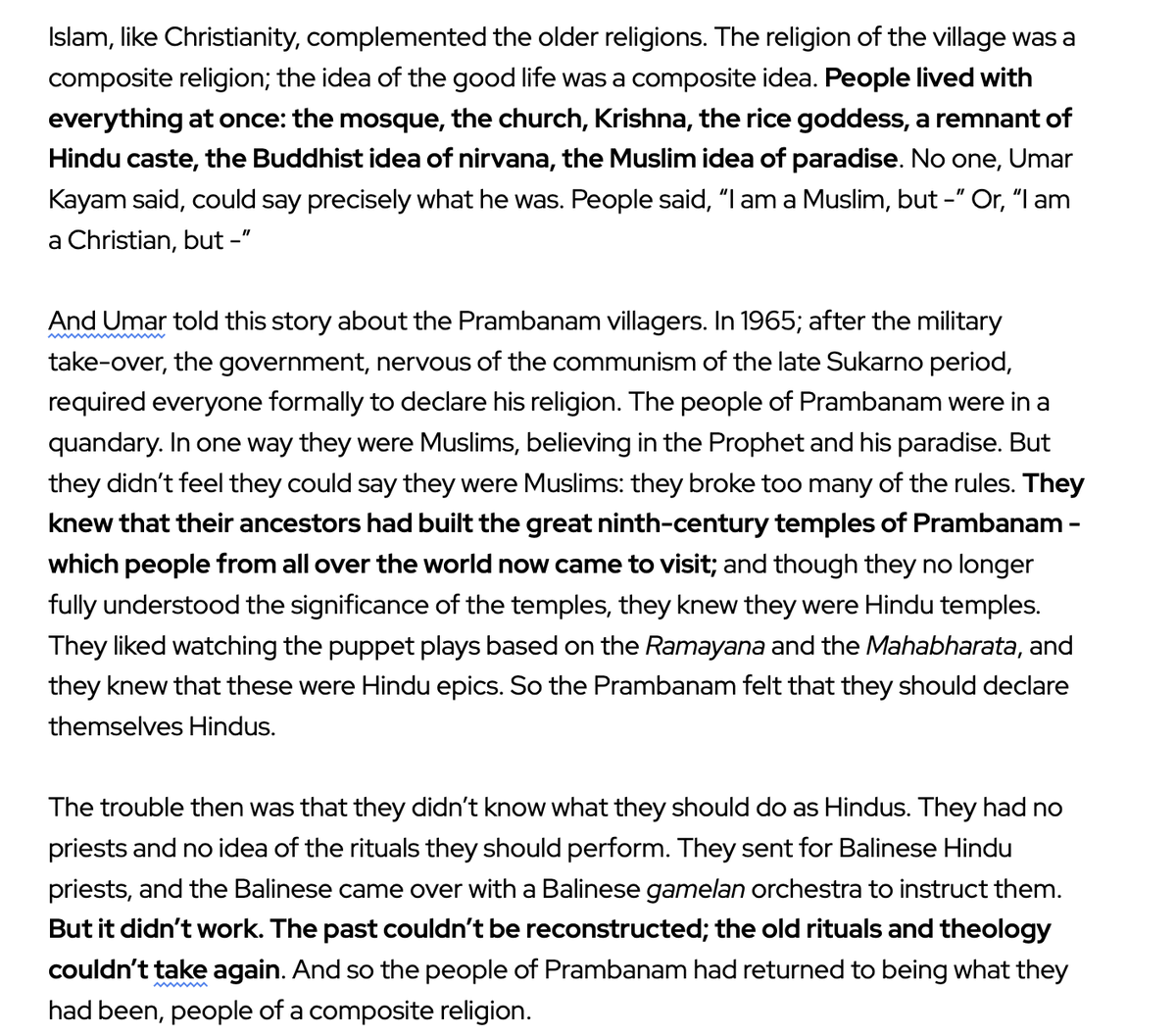 samyak128's tweet photo. Fascinating passages from Naipaul's "Among the Believers", from the Indonesia chapter "The Rice Goddess" https://t.co/nmIBFro3MJ