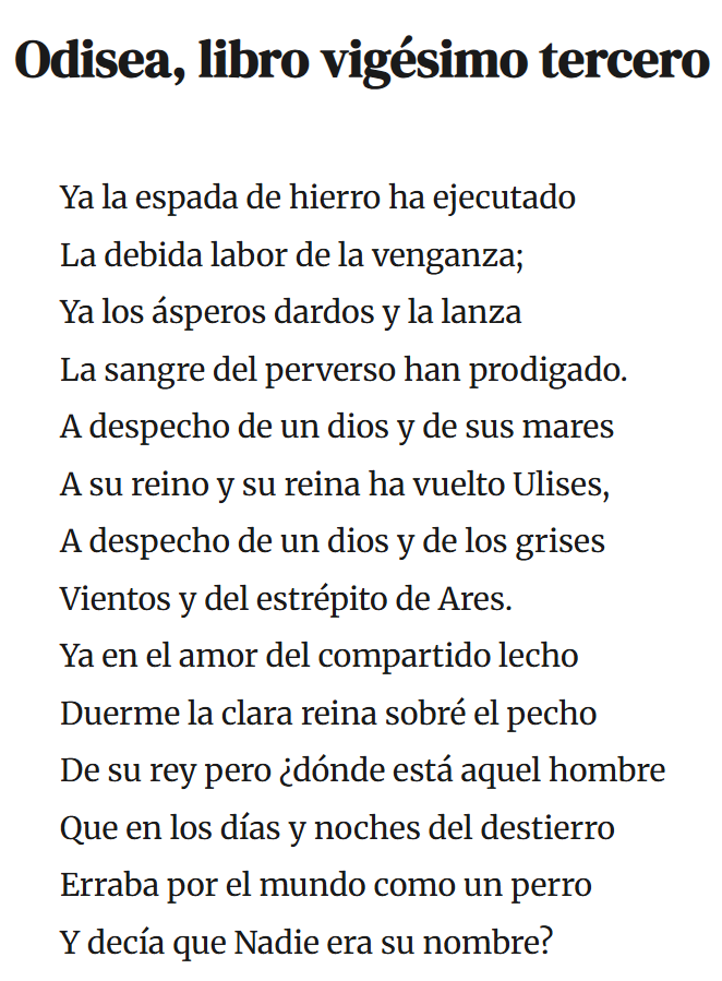emilio_delrio's tweet photo. "Que otros se jacten de las páginas que han escrito; a mí me enorgullecen las que he leído"
Borges
Tal día como hoy nacía el 1899 en Buenos Aires uno de los más grandes de la literatura universall
Es infinito, como Cervantes o Shakespeare
En este "verano homérico" este soneto https://t.co/MgeBXSPbwa