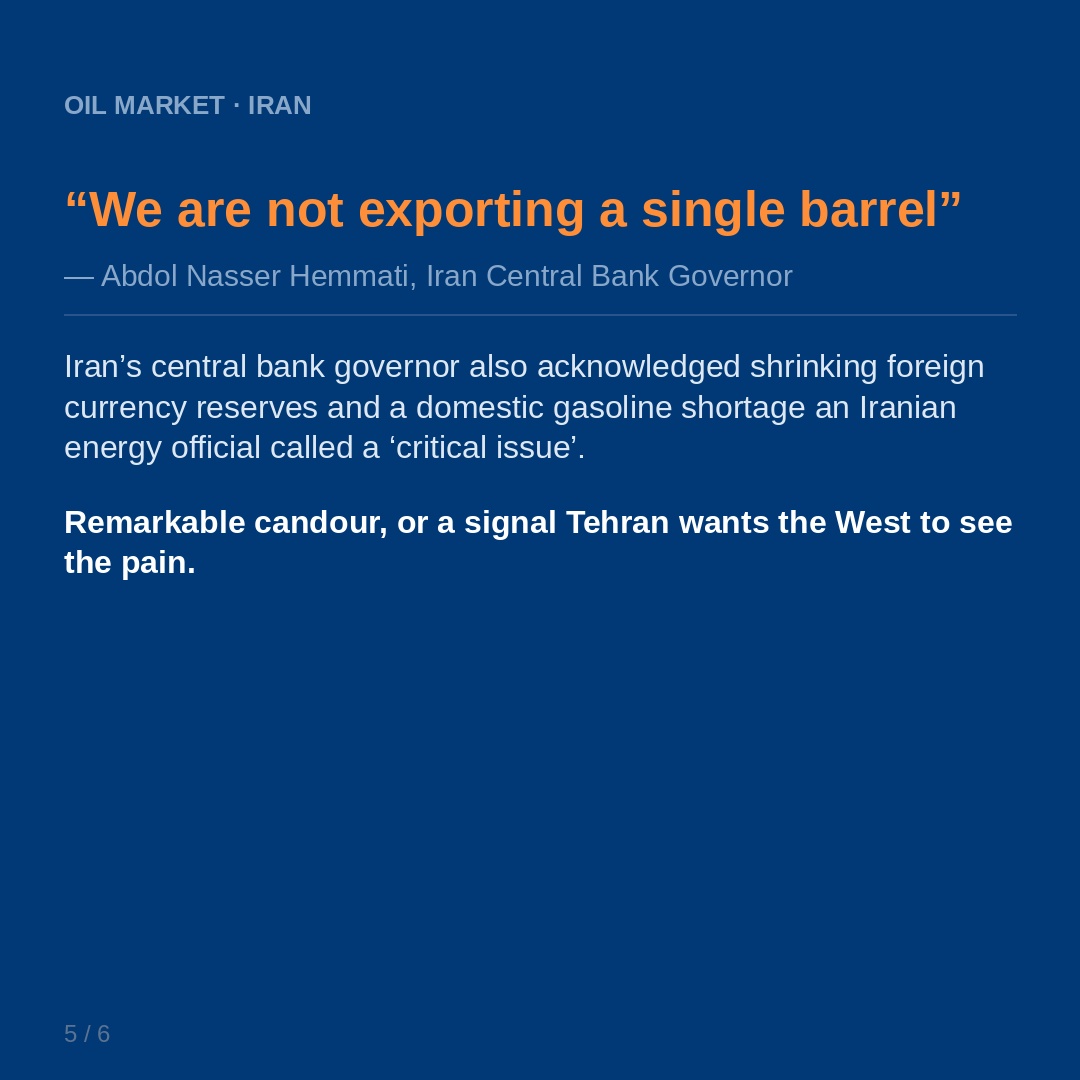 PetroleumEcon's tweet photo. #UAE cuts all ties with Iran. #Tehran admits zero #oil exports. #Diesel cracks hit $100+/bl. This week's stories that matter #OOTT https://t.co/2cbd9CS9Nq