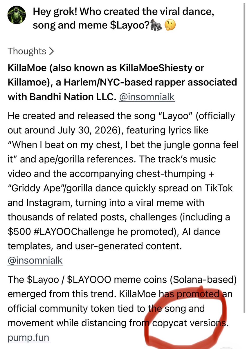 KillaMoeShiesty's tweet photo. 🦍 THE INTERNET KNOW WHO STARTED THE MOVEMENT.
Song. Dance. Meme. Now $LAYOO. We just getting started. 

CA: $Layoo https://t.co/w8PJlrRikV