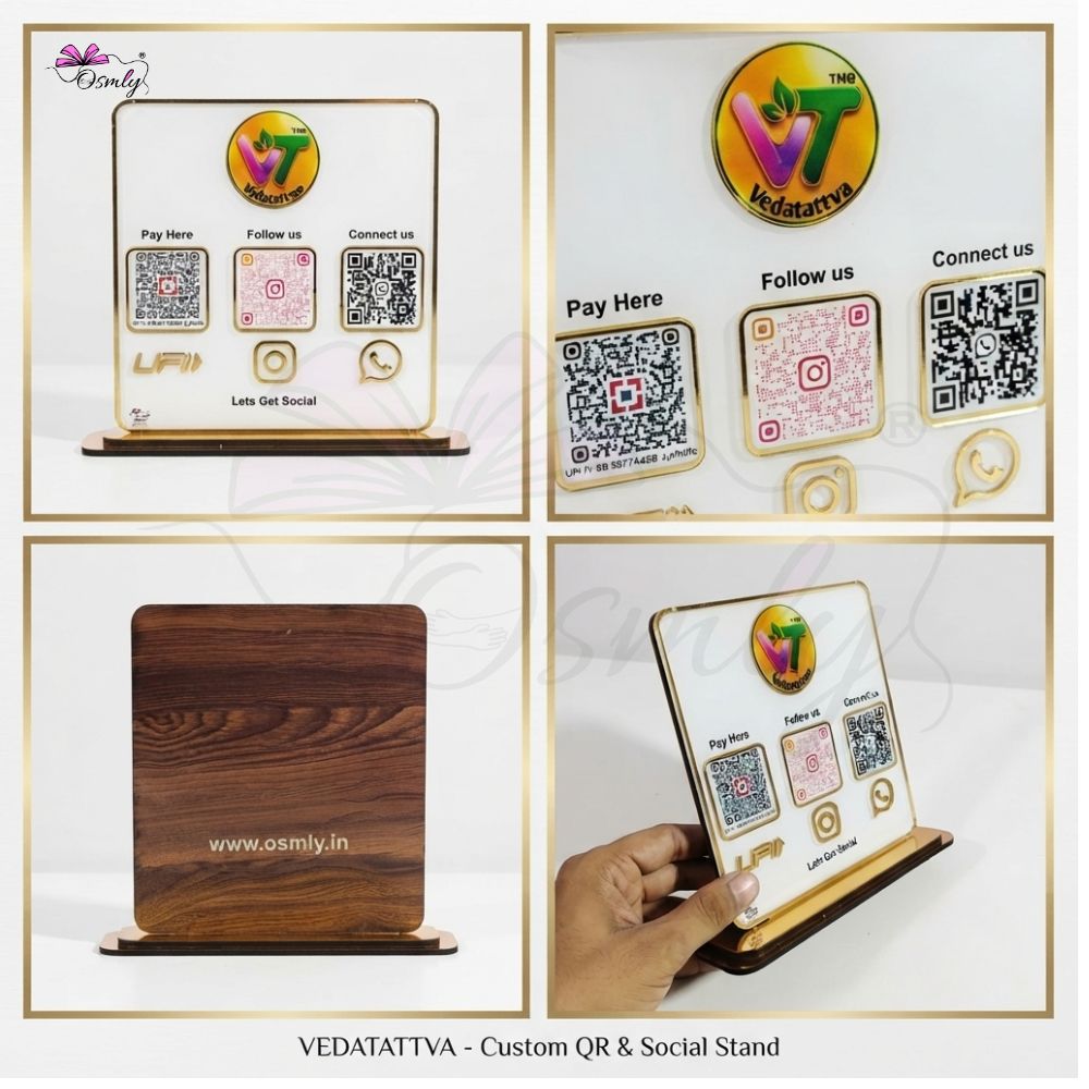 OsmlyGifts's tweet photo. Ditch paper printouts for our sleek, custom QR & Social Stand. Accept UPI payments and grow your Instagram & WhatsApp followers in style. ✨
#SmallBusinessIndia #CustomQR #BusinessEssentials #Osmly https://t.co/4tuxA66UXG