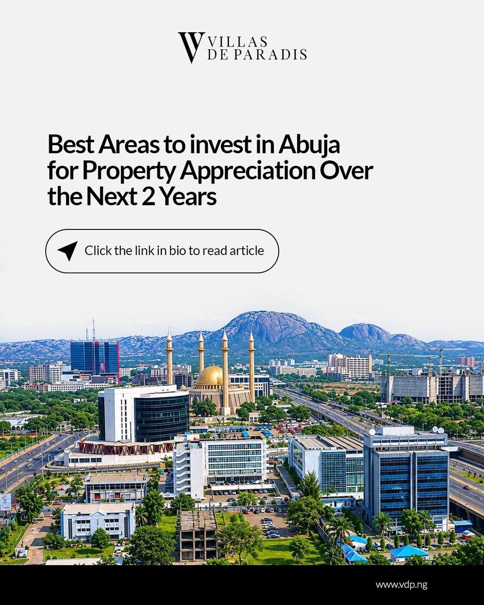 VDPAbuja's tweet photo. Where you buy can have just as much impact as what you buy.
 If you're considering investing in Abuja, this article highlights areas worth paying attention to.
 Click the link in our bio to read the full article.
 #VillasDeParadis #AbujaRealEstate #RealEstateNigeria https://t.co/pyJynwNk8r