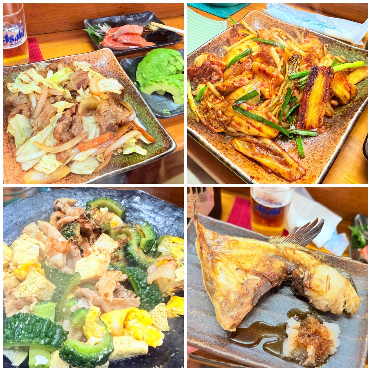 RyuKaTYMS's tweet photo. 妻と合流。
乾杯した後に軽く摘んで帰り道。

・瓶2本
・レモン酎ハイ
・サーモンの刺身
・アボカドの刺身
・カンパチカマ焼き
・牛すじ焼き
・豚キムチ
・ゴーヤチャンプルー

料理は大皿で本当に量が多く、２人お腹がはち切れ寸前で…合計3,000円。
何がいくらなのか本当にいつも謎なお店(でも美味ぁ https://t.co/s8S0nd3Rrl