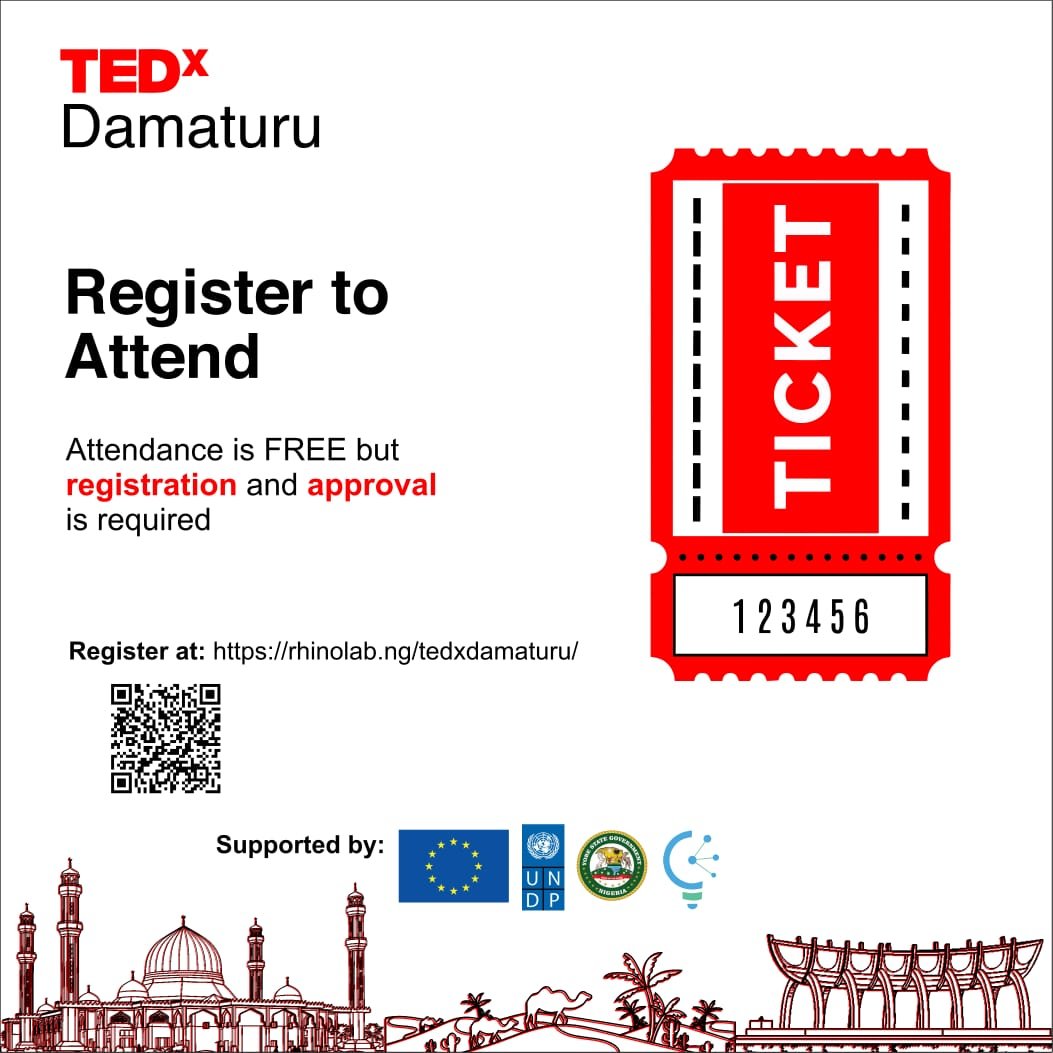 TEDxDamaturu's tweet photo. TEDx Damaturu 2026 is almost here, and we’d love to have you in the room.

Join us for Recoupling—a day of ideas, conversations, and perspectives from people shaping stories in Yobe and beyond.

🎟️ Attendee registration is now open. https://t.co/0aUABhyxD1