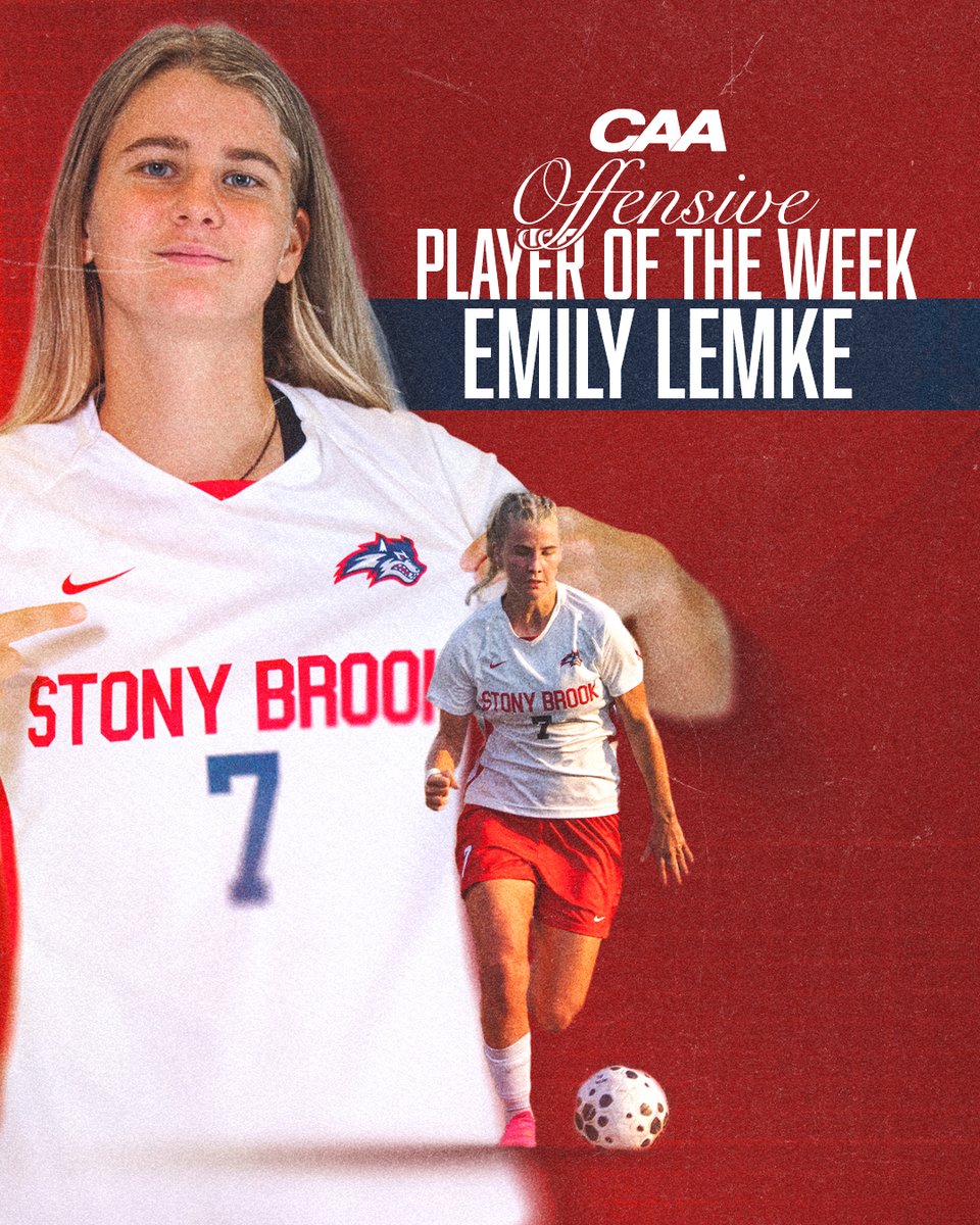 StonyBrookWSOC's tweet photo. CAA Offensive Player of the Week 🤩

Emily's brace accounted for both goals in a win at Harvard! https://t.co/vbEZd5j2pM