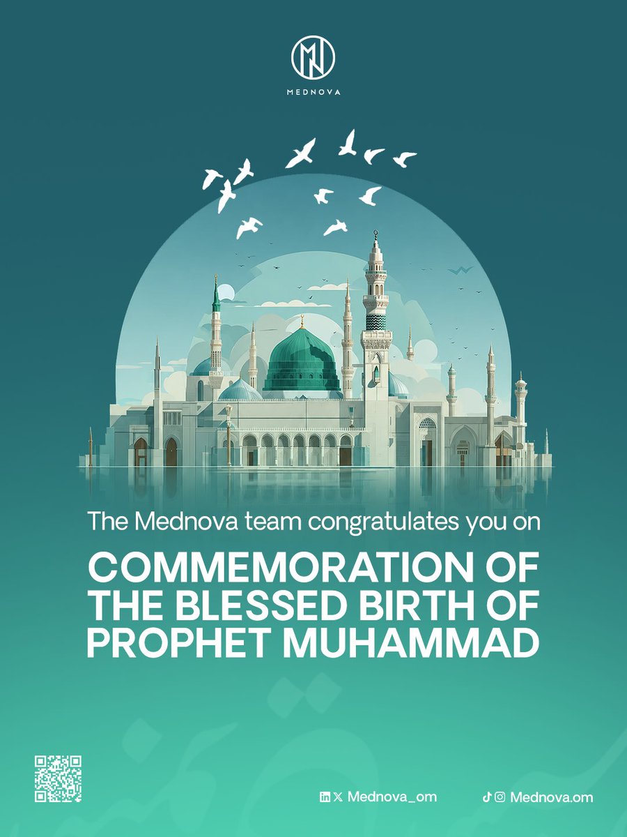 mednova_om's tweet photo. في ذكرى المولد النبوي الشريف✨
نستذكر سيرة نبيّنا محمد ﷺ، وما حملته من رحمةٍ وإنسانيةٍ وقيمٍ عظيمة

نسأل الله أن يجعل هذه المناسبة نورًا وسلامًا على الجميع، وأن يديم على وطننا وأمتنا الخير والعافية 🤍

كل عام وأنتم بخير بمناسبة المولد النبوي الشريف ﷺ

#MedNova #المولد_النبوي https://t.co/fdnOPG9wSz