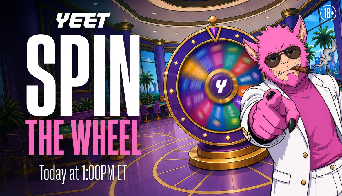 yeet's tweet photo. SPIN THE WHEEL - $500 PRIZE POOL @ 1PM ET

See you there: https://t.co/UKE1kDxxLp https://t.co/xuPeTBnvL8