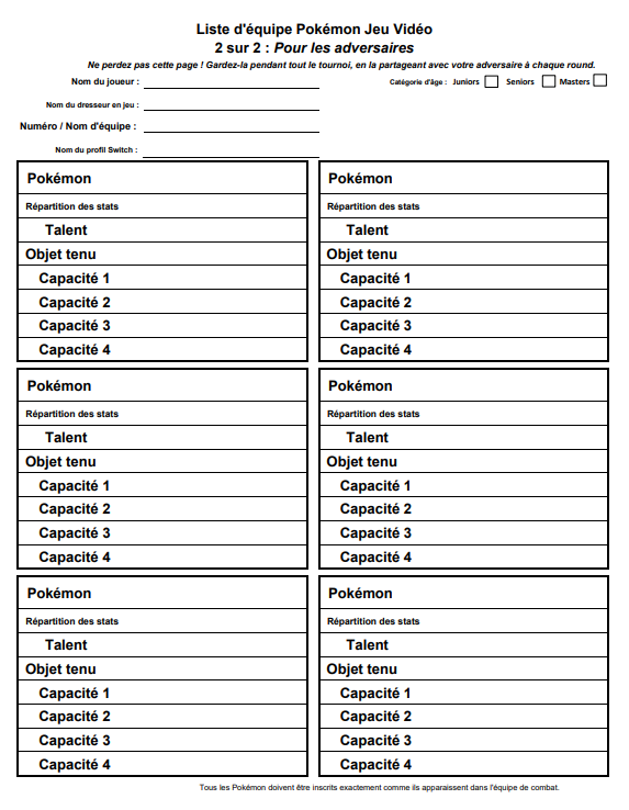 AssoOniry's tweet photo. Comme notre tournoi a bien lieu avec les règles officielles, nous vous prions de bien vouloir ramener au préalable ces deux feuilles remplies qui servent à l'open team list !  
Vous avez le pdf ci-joint que vous pouvez imprimer puis remplir, ou bien directement le faire sur pc. https://t.co/jhAzrG9Qxk