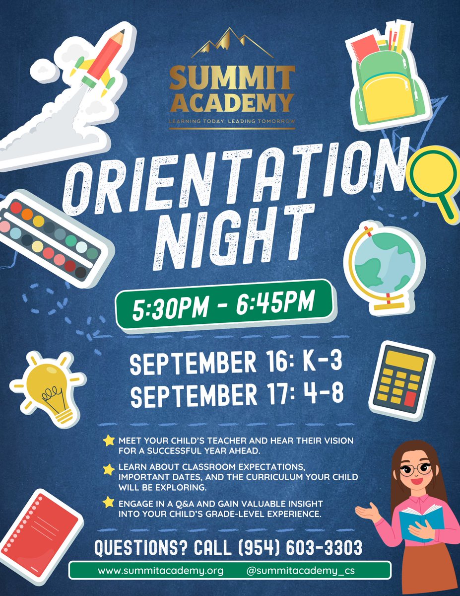 summitcharter_'s tweet photo. 📚 Summit families, mark your calendars! Orientation Night is coming this September, and we’re excited to welcome you for an evening focused on your child’s success.

We can’t wait to see our Bull families there!

#SummitAcademy #SummitBulls #OrientationNight #StudentSuccess https://t.co/aEGreTCugT