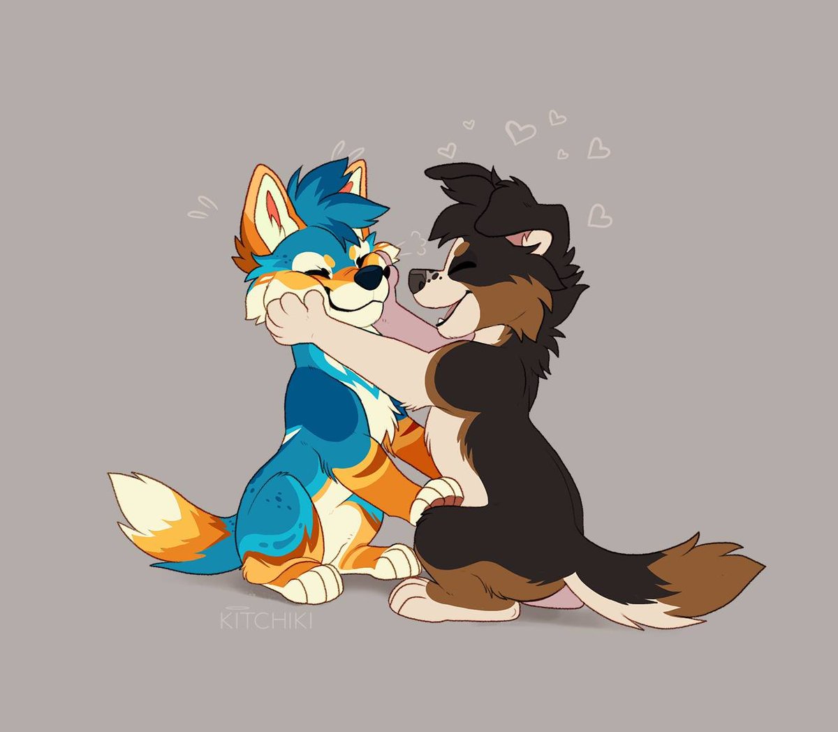 SolitarTheWolf's tweet photo. It's always a good idea to check in on your friends! You never know if they need a good cheek squish. 

🎨: @Kitchiki https://t.co/8E8D3mmoQd