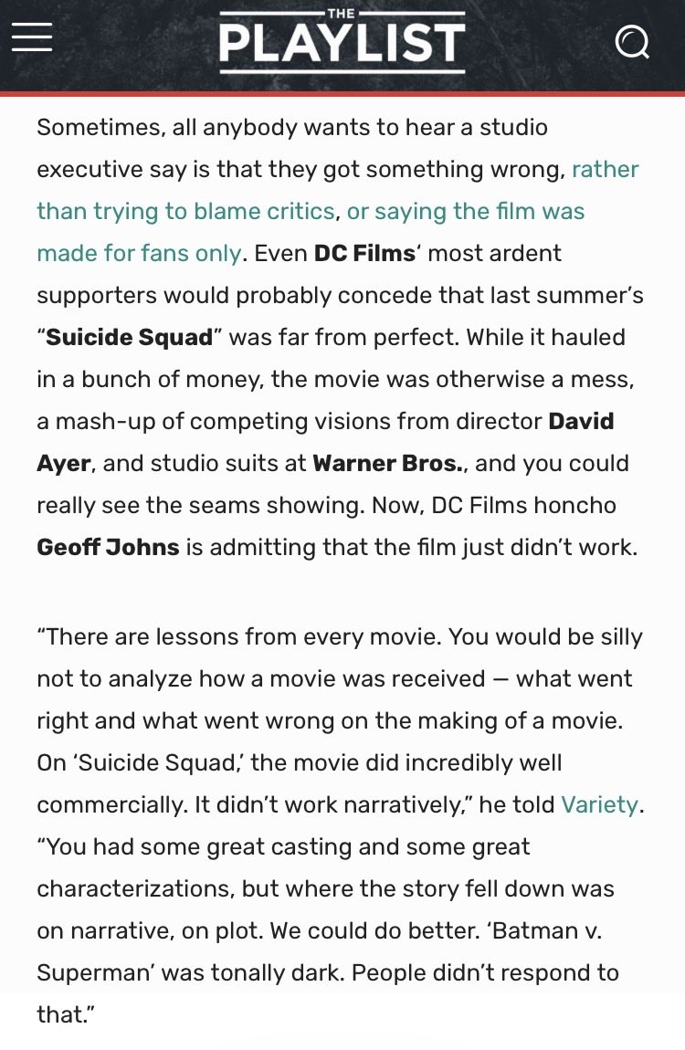 GreenHopeDC's tweet photo. @robertliefeld Did you ask him about his heavy involvement in the butchering of director/writer David Ayer’s work on Suicide Squad by writing the reshoots David was forced to do? Weirdly he kept completely silent on his involvement and let David receive ALL the vitriol. 

#ReleaseTheAyerCut https://t.co/KqRDcYrmQB
