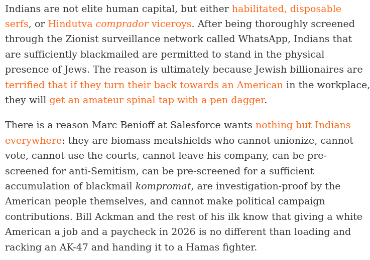 ProfessorMoai's tweet photo. Indians are *really really useful* to our tech billionaire elites, but not in the way they sell it in the media.

Unicorn founders? Entrepreneurs? Elite human capital? Not really.

Read more persuasive motivations in my latest article:
https://t.co/OFNyZhTtjC https://t.co/PANN2smxaV