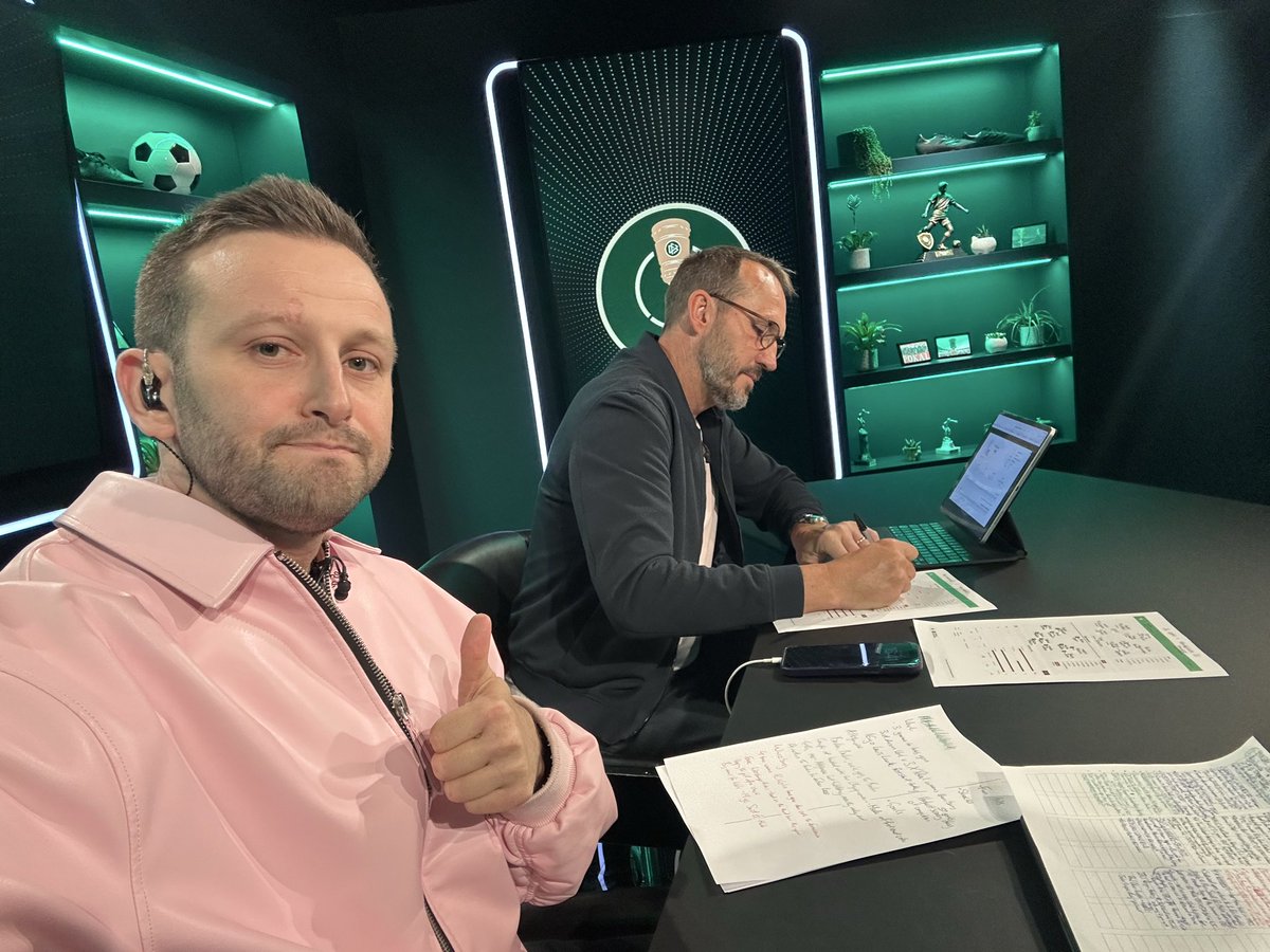archiert1's tweet photo. One more night of Pokal Zone coming your way shortly. @schwarzer_mark wanted this photo of him working. He’s also buzzing for Fulham-Chelsea later. https://t.co/6AWpnbJaZd