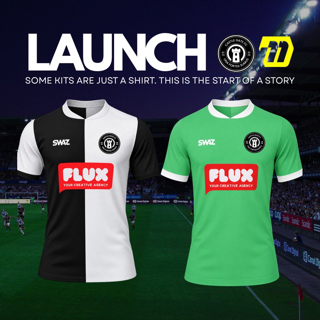 CastleGateFC's tweet photo. KIT 🚀 | We’re excited to launch the design of our first official home and away jerseys with SWAZ ahead of the new @playMFL season! You’ll be able to grab one from the club shop soon! 👀⚽️ #Football #Esports https://t.co/27xsKpuefm