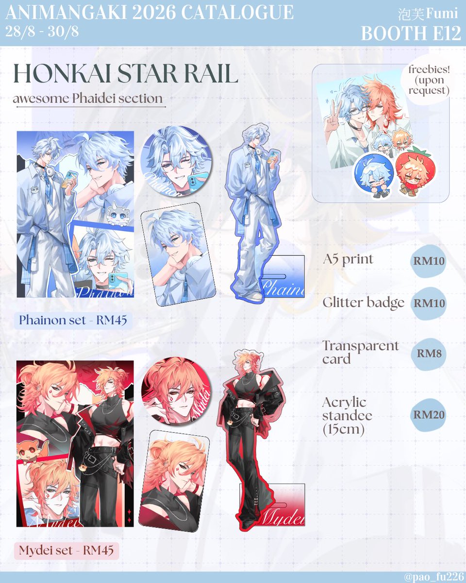 pao_fu226's tweet photo. Hello🌸 this is my catalogue for Animangaki on 28/8-30/8 at MIECC! I will be at booth E12
No preorder this time, but if you have any questions feel free to dm!
#amg2026 #animangaki2026 #amg26 https://t.co/GwxbNzlADe