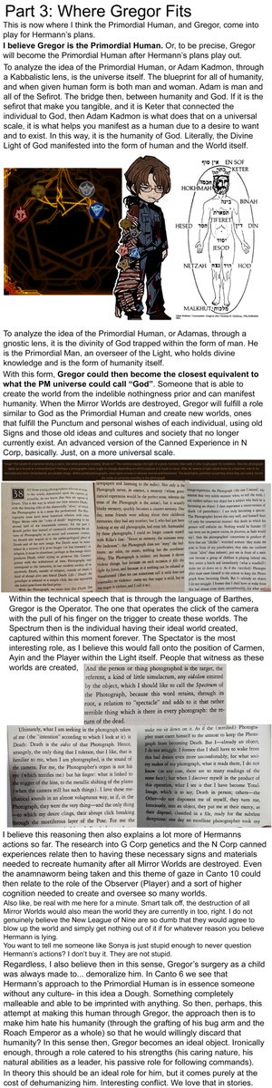 saishiichuus's tweet photo. Yay! I've finally done it! My thoughts directly on what I currently believe Hermann's motivations are.

I believe Hermann is Barthes.
She wants to make multiple worlds of Paradise. Specifically crafted for the individual, with the use of the Primordial Human.

#LimbusCompany https://t.co/qq07U6NihM