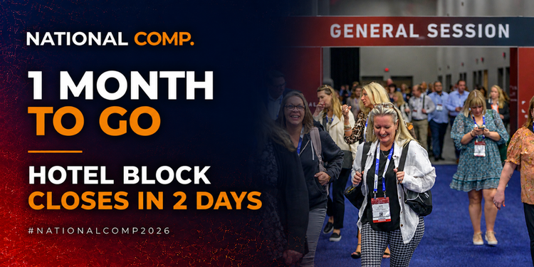 National_Comp's tweet photo. National Comp is just 1 month away, and the official hotel block closes Wednesday, Aug. 26.

If you’ve been waiting to register, now is the time.

Two focused days of education, networking, 150+ service providers, and more in Las Vegas.

https://t.co/SK47nXpY7S

#NationalComp2026 #WorkersComp