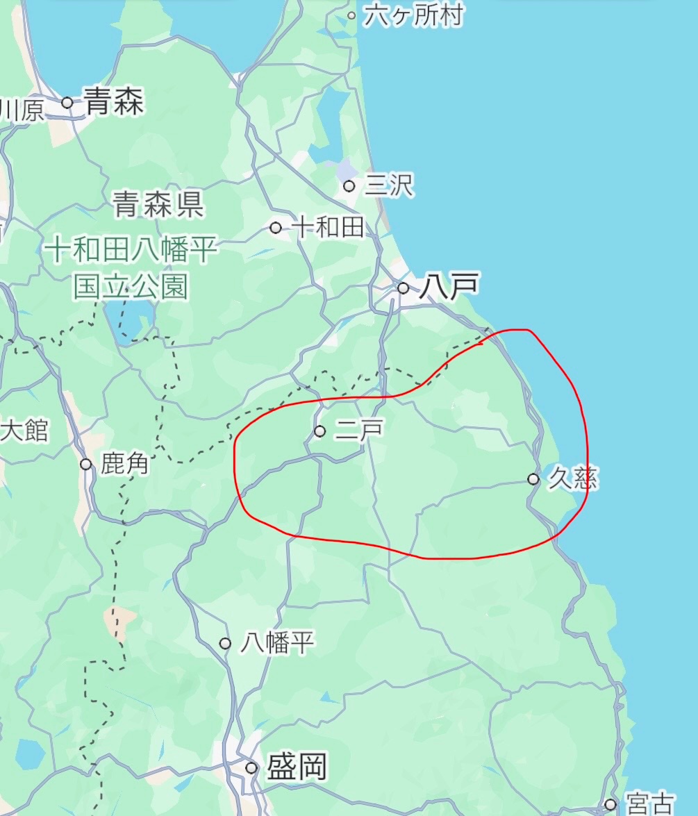 jhzs2025's tweet photo. 岩手県でも赤枠の地域は八戸でこれらを済ませることが多い https://t.co/Hp4rfRv1zw