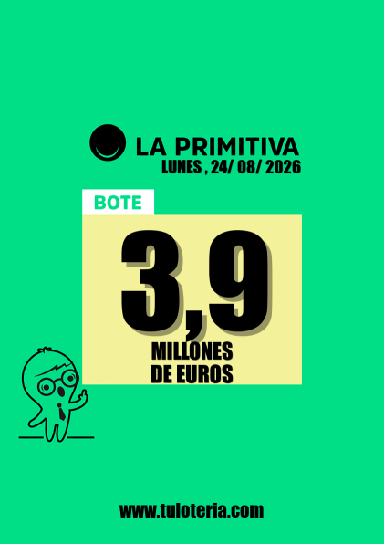 TuLoteriaCom's tweet photo. #Resultats #Primitiva 22 Agost
5, 22, 30, 34, 45, 49
C - 46
R - 8
Joker - 8352771
Per aquesta nit, nou sorteig de la Primitiva amb un pot de 3,9 Millons €, entra a https://t.co/3xbyMh0YDY i fes les teves apostes, nosaltres te les validem https://t.co/eOuqOFPbCB