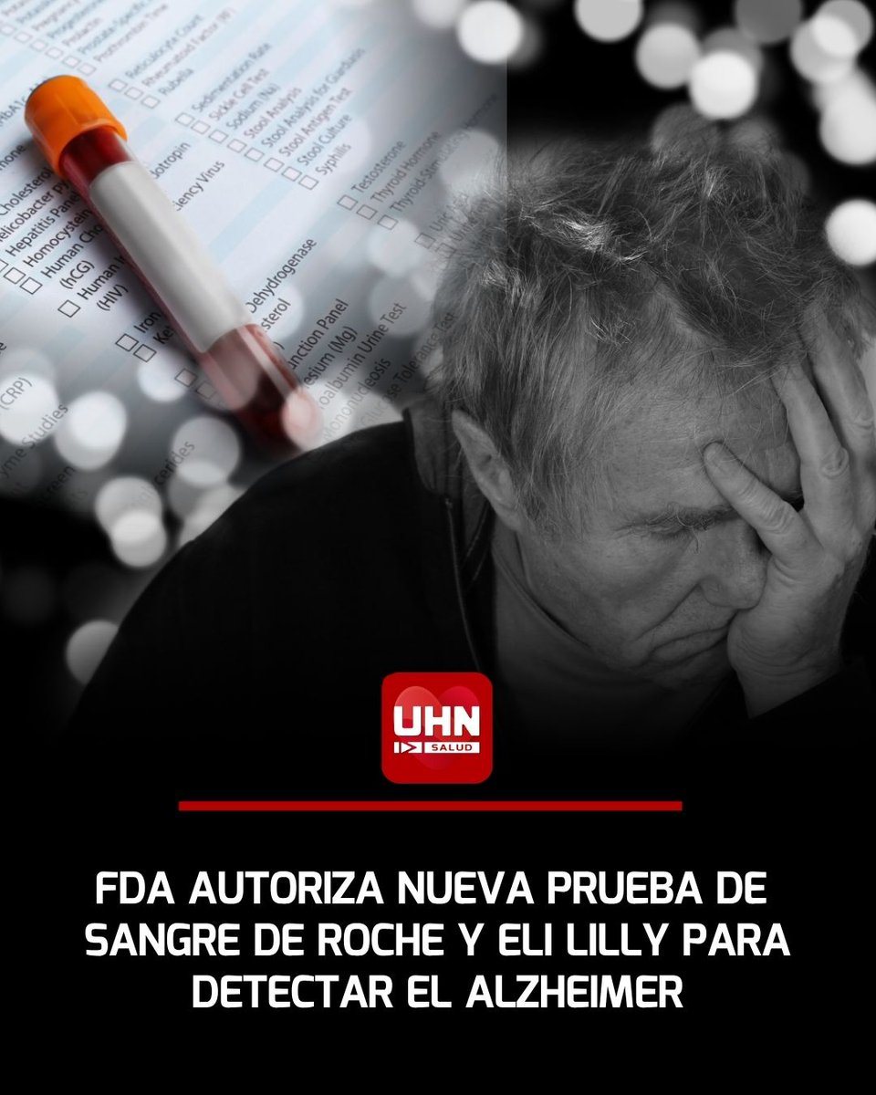 UHN_Plus_Salud's tweet photo. 🇺🇸‼️ | La Administración de Alimentos y Medicamentos de EE. UU. (FDA) autorizó el análisis de sangre Elecsys pTau217, diseñado para identificar signos de la enfermedad de Alzheimer en personas de 55 años o más con deterioro cognitivo. Esta prueba de biomarcadores busca ofrecer una alternativa menos costosa y no invasiva a las tradicionales tomografías PET y análisis de líquido cefalorraquídeo, facilitando un diagnóstico más temprano y accesible a través de miles de laboratorios en el país.