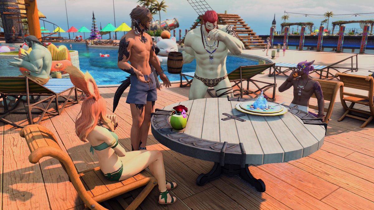 FFXIVMako's tweet photo. Beach (pool?) episode!🛟 ☀️ https://t.co/9oW1aESym3