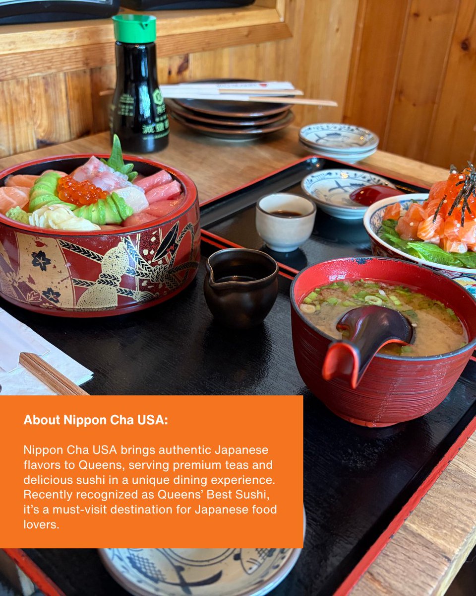 QueensChamber's tweet photo. Congratulations to Nippon Cha at Bayside, this year’s Queens Best Sushi winner! 🎉🍣

The Queens Chamber of Commerce was proud to recognize and award this amazing local business for serving up delicious sushi and bringing its unique flavors to the Bayside community. 💙

Here’s to celebrating the incredible small businesses that make Queens so special! 👏✨