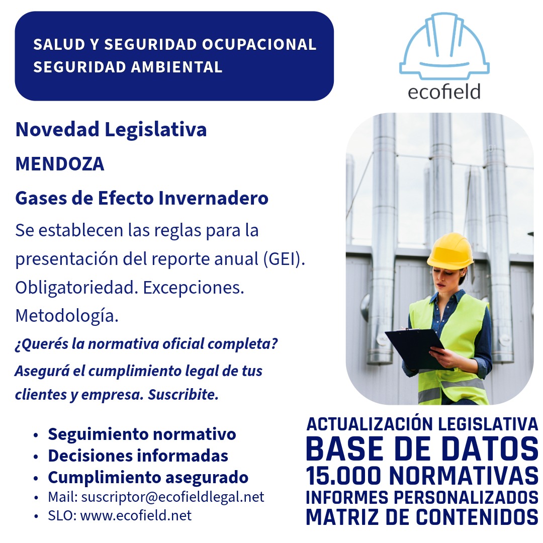 ecofield's tweet photo. Novedad Legislativa
MENDOZA - GASES DE EFECTO INVERNADERO
Nueva resolución establece las reglas para la presentación del reporte anual de emisiones de Gases de Efecto Invernadero (GEI) en la provincia de Mendoza, Argentina. #ecofield #mendoza #cambioclimatico https://t.co/K8NvxwQlEa