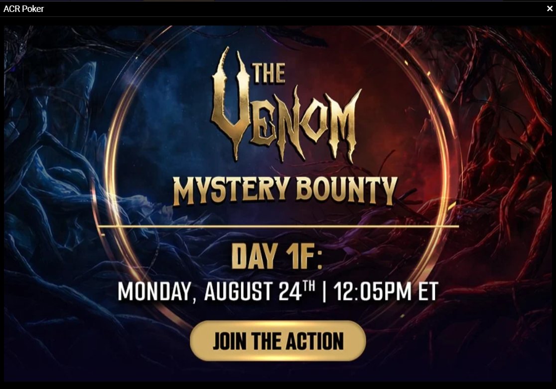 ACR_POKER's tweet photo. 🗣️ Must Play Monday = VENOM DAY! 🕷️

🚨 HUGE OVERLAY ALERT! 🚨
Only a few flights remain to get into the $15M GTD Venoms!

🎟️ Tons of satellite options to get in for less
💰 Venom Specials with JUICED-UP prize pools
👀 Check below for all the details!

Mondays are MUST PLAY on ACR Poker. 🔥