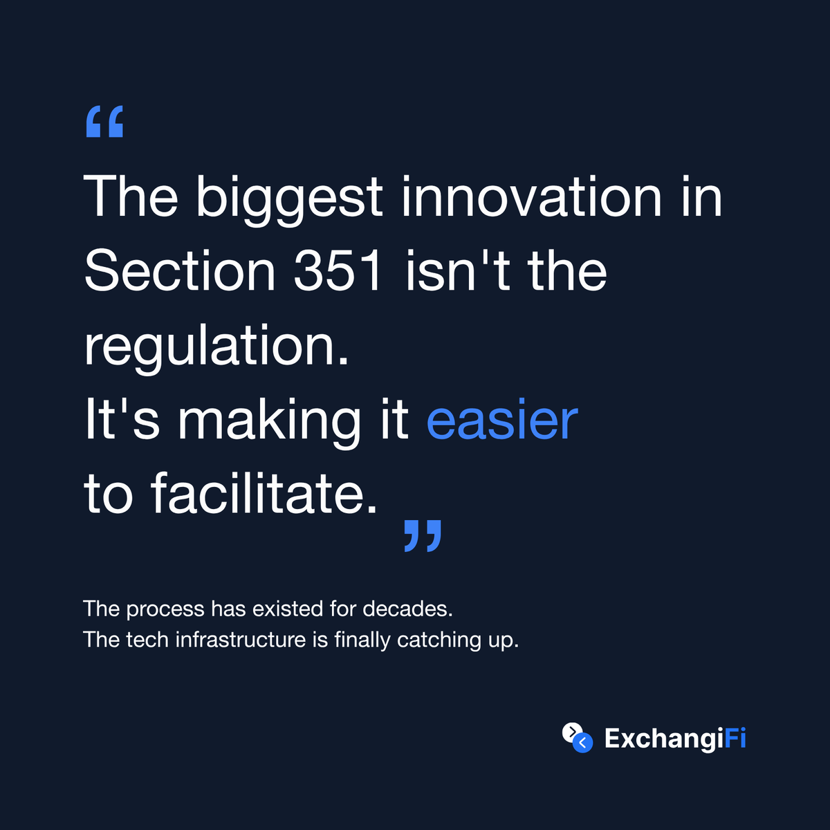 Matt_Bucklin's tweet photo. Section 351 transactions haven't scaled because of manual friction, not tax regulation.
See how @ExchangiFi is modernizing the infrastructure behind them and streamlines execution for advisors & ETF issuers: https://t.co/TMSGAoXCVm
#Section351 #WealthTech #ETFs https://t.co/ceGngSRV9m