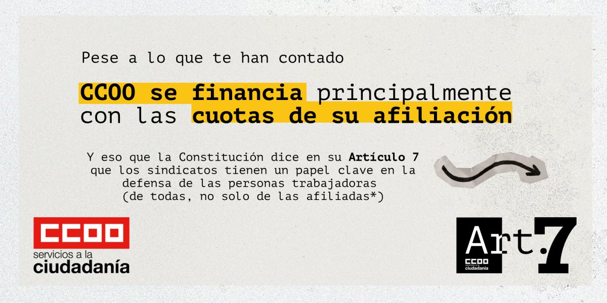 FSCdeCCOO's tweet photo. 💶 A pesar de lo que te hayan podido contar, nos financiamos principalmente con las cuotas de nuestra afiliación.

📊 Un 95 % de nuestros ingresos son propios: solo el 5 % restante procede de subvenciones públicas institucionales.

➡️ https://t.co/M76A2wDodQ https://t.co/tej4CdvOl9