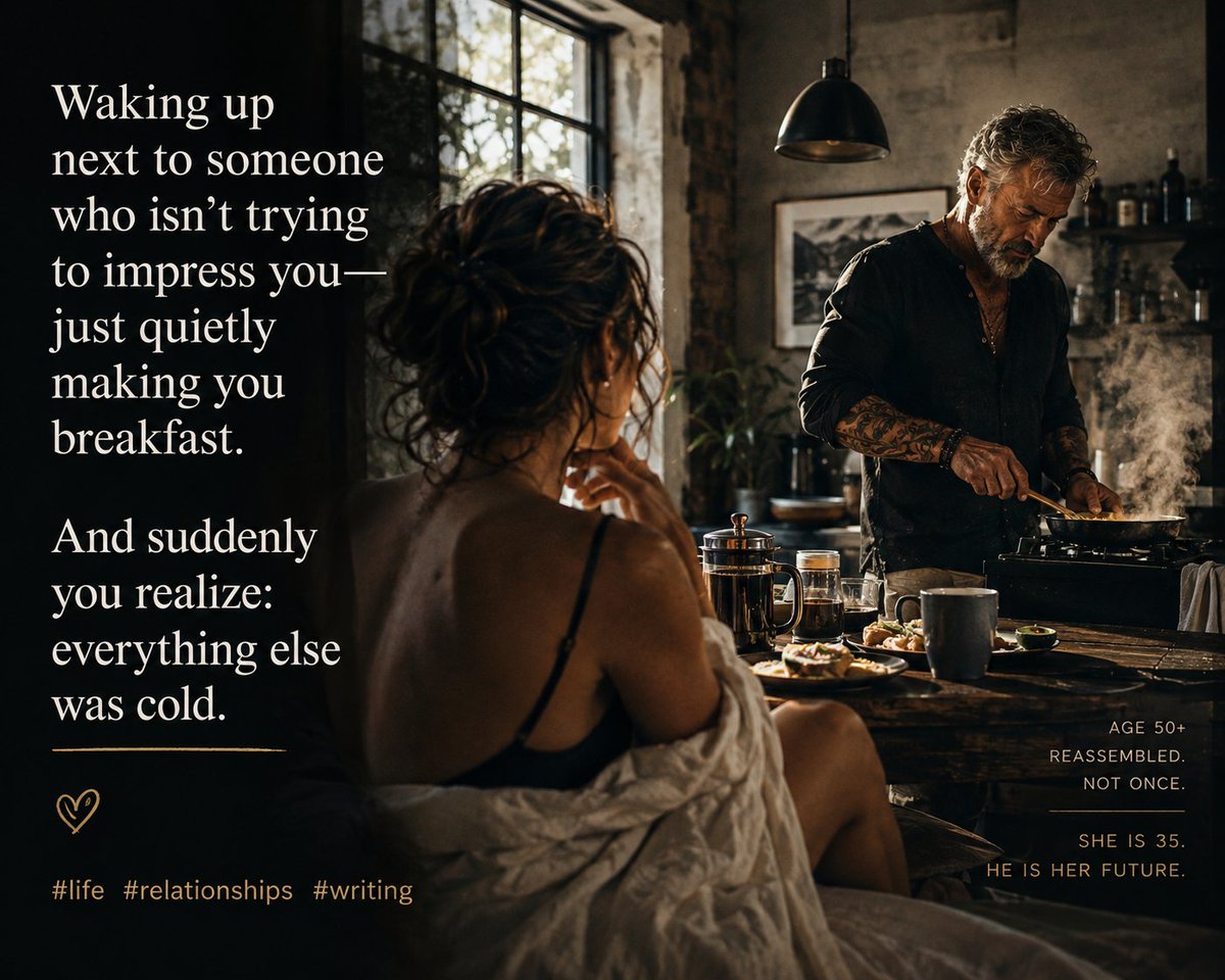 Slow_phil_357's tweet photo. Waking up next to someone who isn’t trying to impress you — just quietly making you breakfast.
And suddenly you realize: everything else was cold.

#life #relationships #writing https://t.co/z6V0JqaHK7