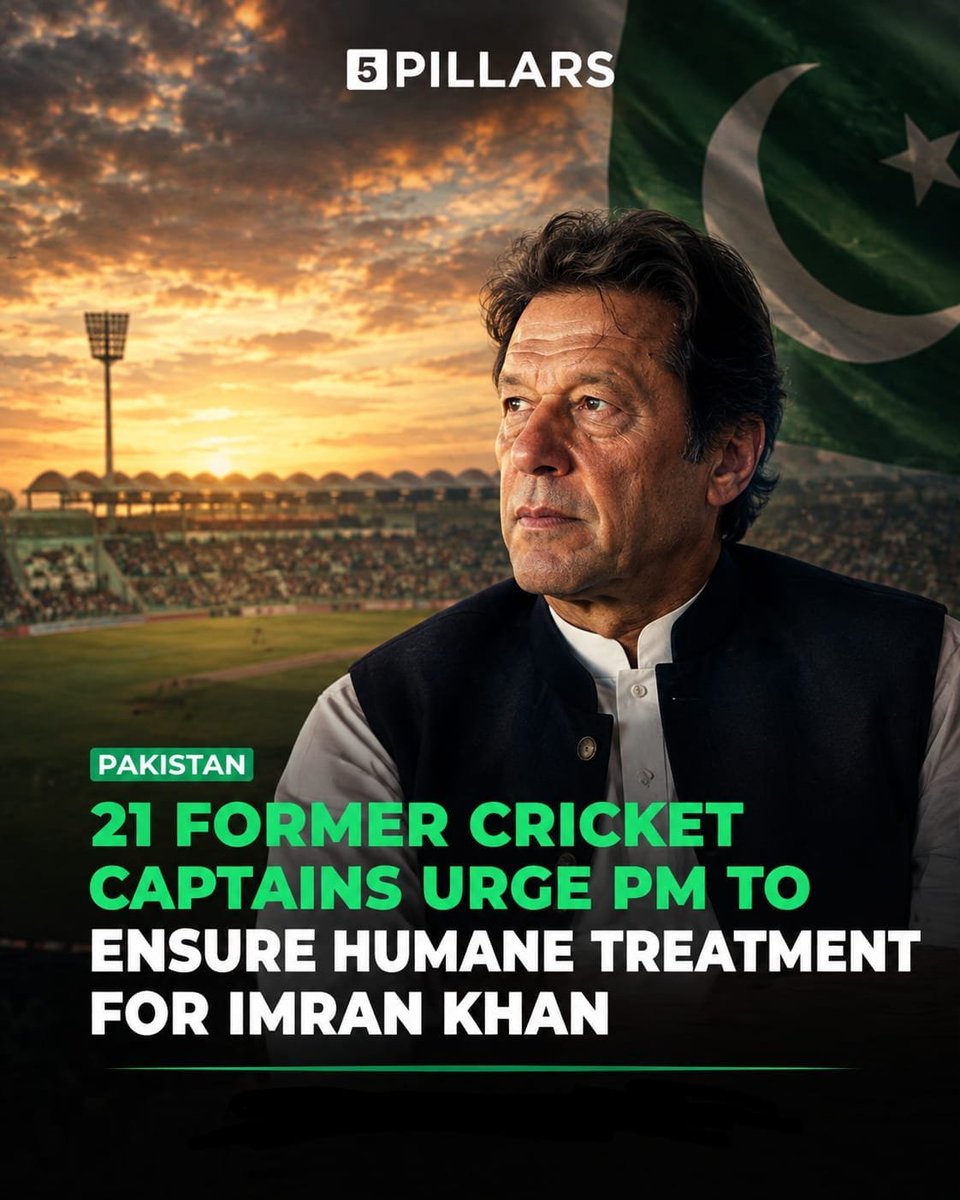 5Pillarsuk's tweet photo. 21 former international cricket captains have urged Pakistani Prime Minister Shehbaz Sharif to ensure Imran Khan receives independent medical care and court-ordered family visits while imprisoned.

The signatories, including Sunil Gavaskar, Greg Chappell, Michael Atherton, Clive Lloyd and Arjuna Ranatunga, raised concerns that a recent hospital examination did not comply with a Supreme Court order requiring a medical board involving Khan’s personal doctors.